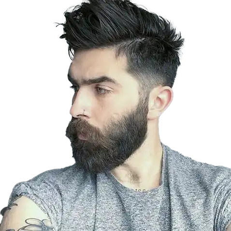 Undercut with Thick Brushed Up Hair and Beard