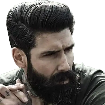 Parted Pompadour with Full Beard Hipster