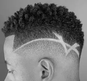 High Fade with Freestyle Line Designs