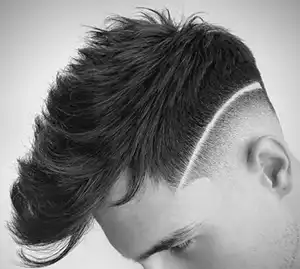 Drop Fade Mohawk with Line Designs