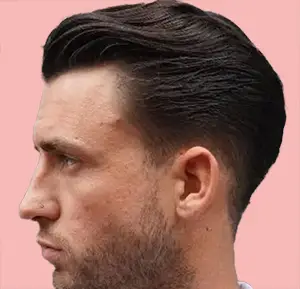 Elegant Slick Back with Low Taper Fade